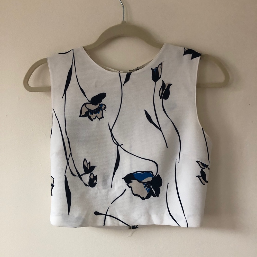 dressy cropped floral blouse